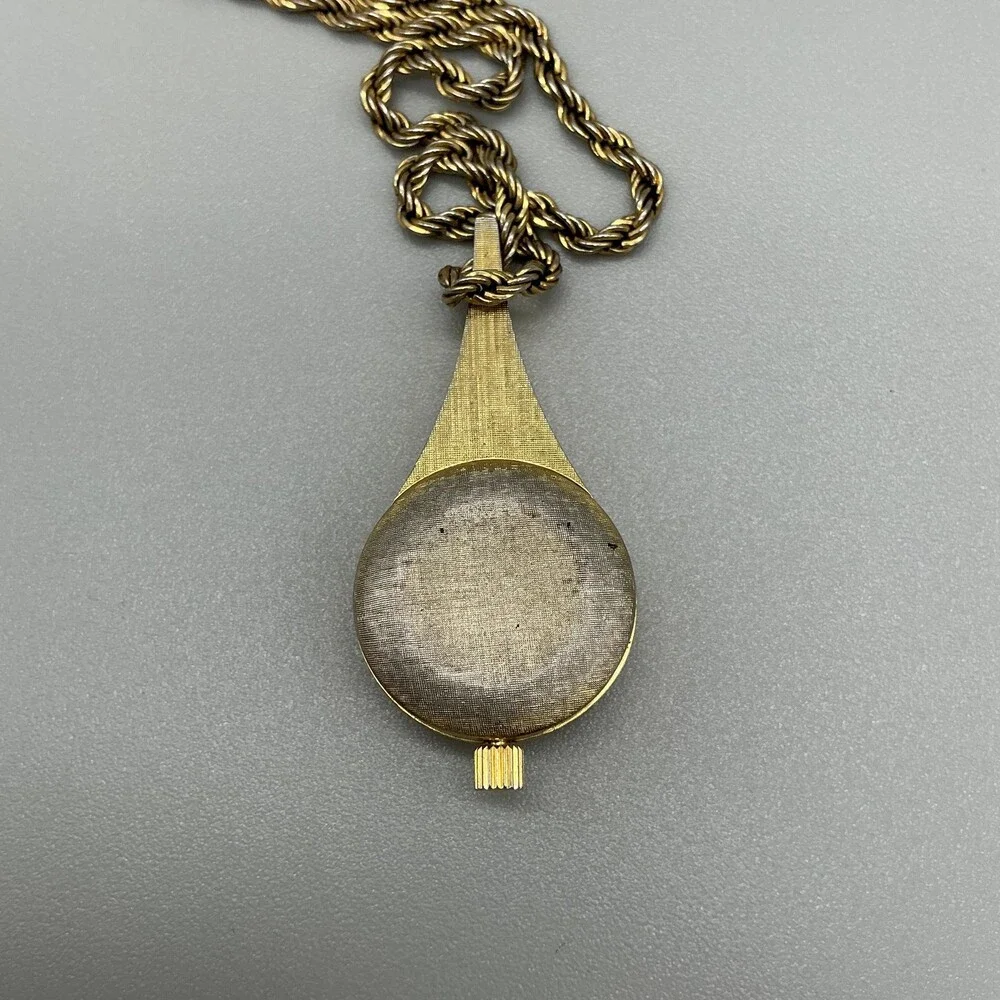 Vintage Lucerne Womens Pendant Necklace Watch 23mm Gold Tone Swiss Manual